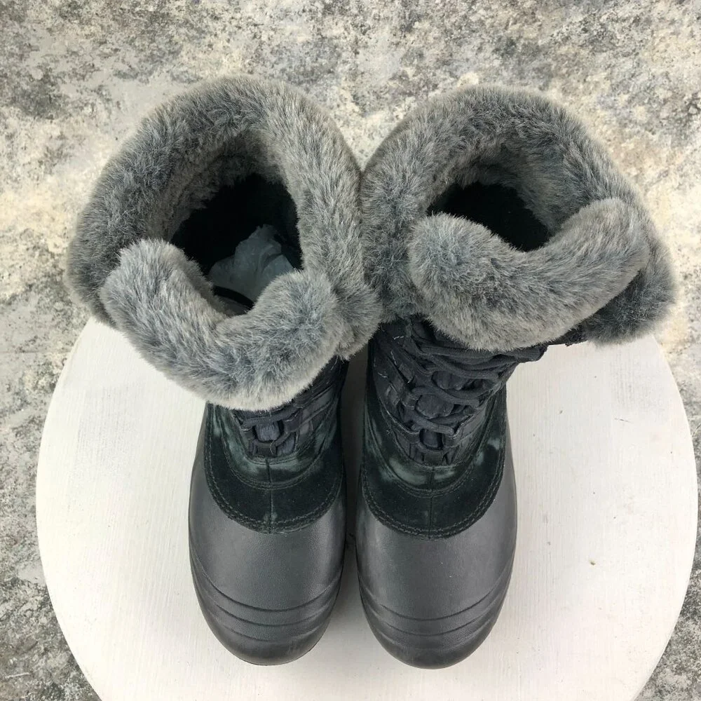 Columbia Women's Size 7.5 Sierra Summette Black Leather Faux Fur Winter Boots